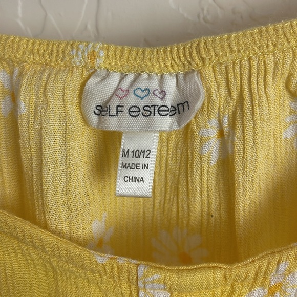 5 for $25 🌈Self Esteem yellow flowy top with ruffle straps girls size M 10/12 - Picture 7 of 8